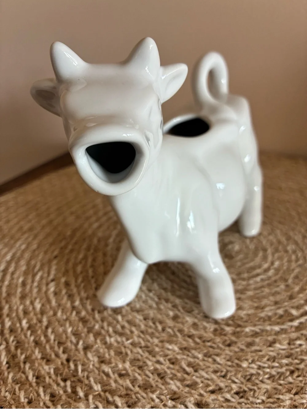 White Ceramic Cow Creamer/Decor EUC!